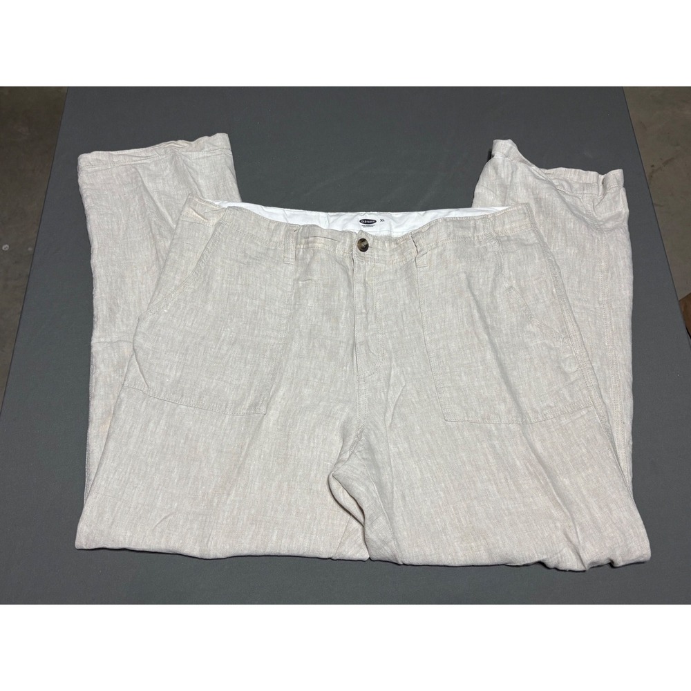 Old Navy Ono Linen Pants Flax Beige Straight Leg Drawstring Women's XL